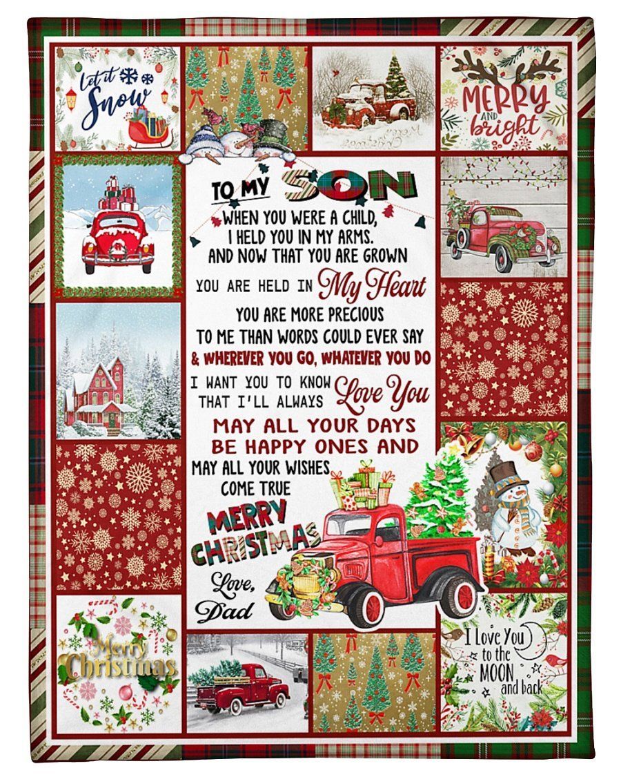 Merry Christmas Dad To Son Fleece Blanket Fleece Blanket