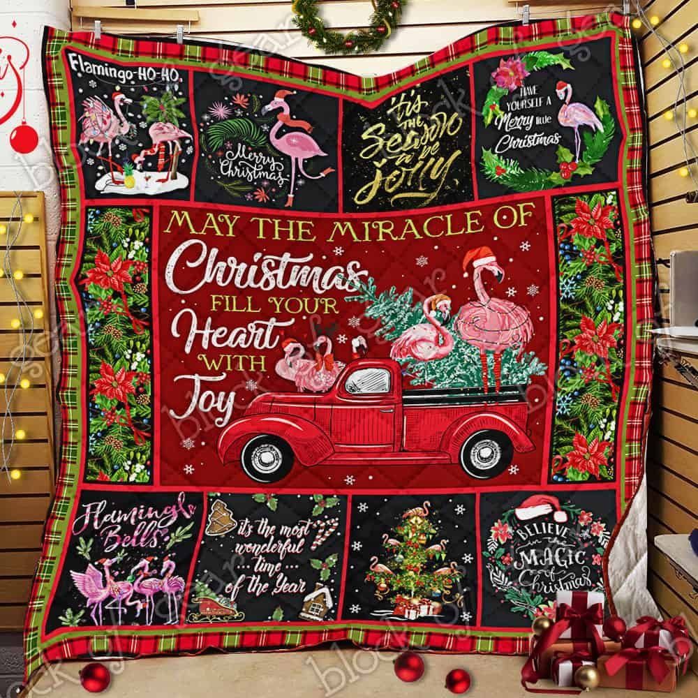 Merry Christmas, Flamingo CL14100316MDQ Quilt Blanket