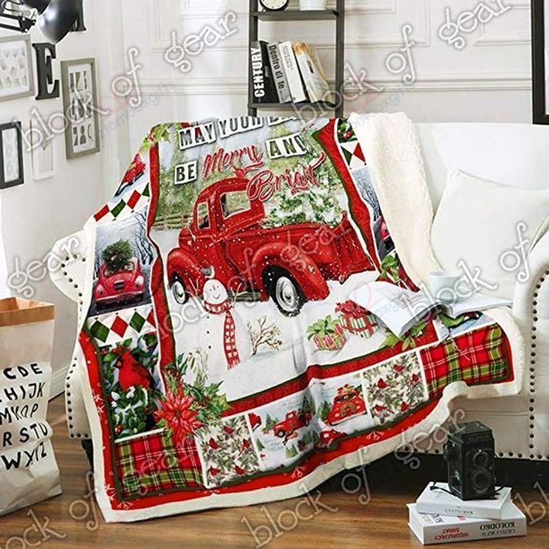Merry Christmas Sherpa Fleece Blanket