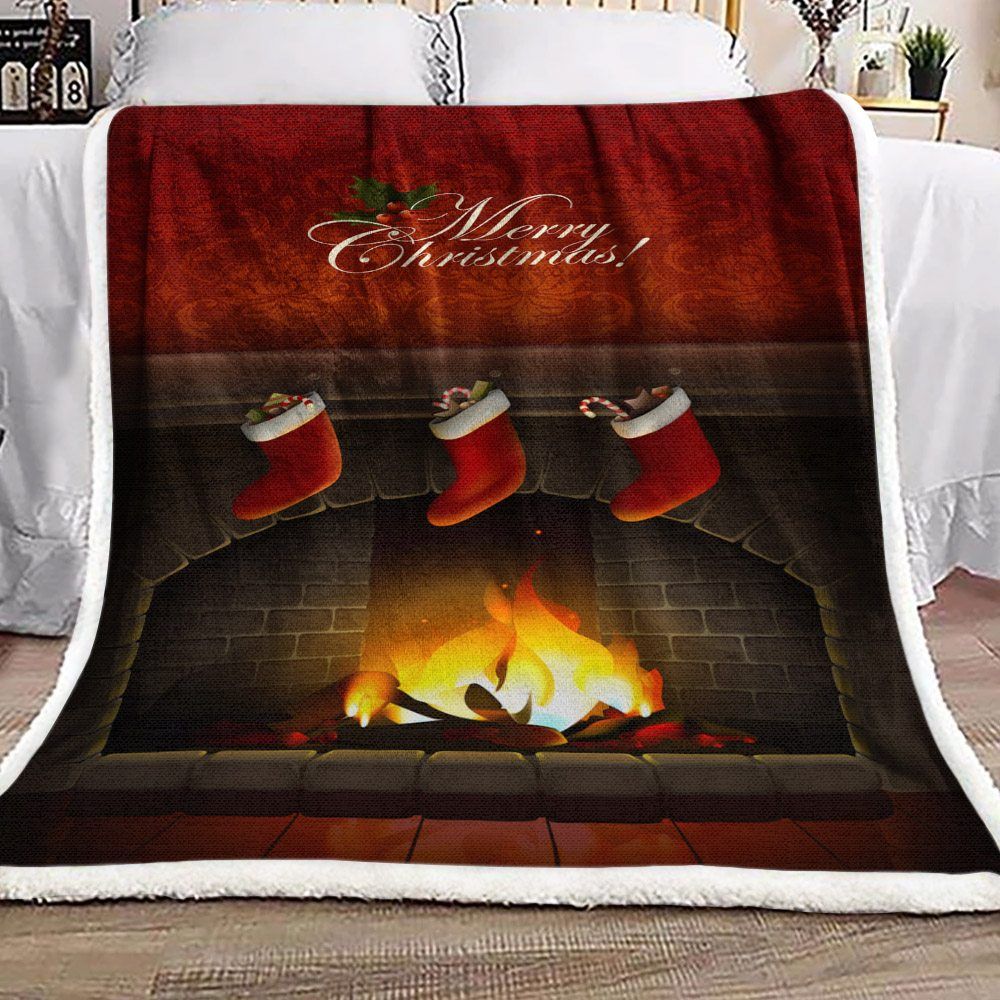 Merry Christmas Sherpa Fleece Blanket