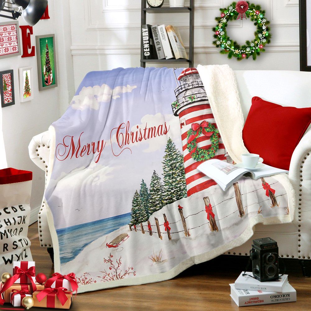 Merry Christmas Sherpa Fleece Blanket