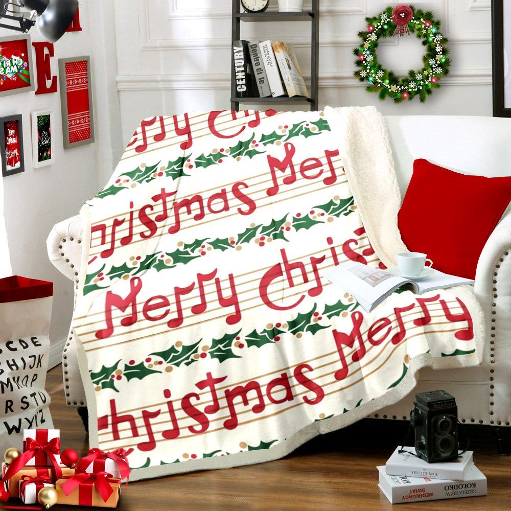 Merry Christmas Sherpa Fleece Blanket
