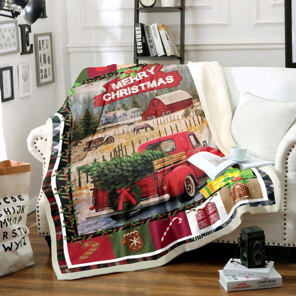 Merry Christmas Sherpa Fleece Blanket