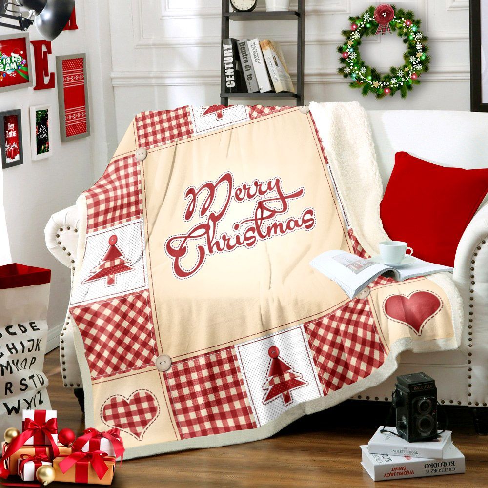 Merry Christmas Sherpa Fleece Blanket