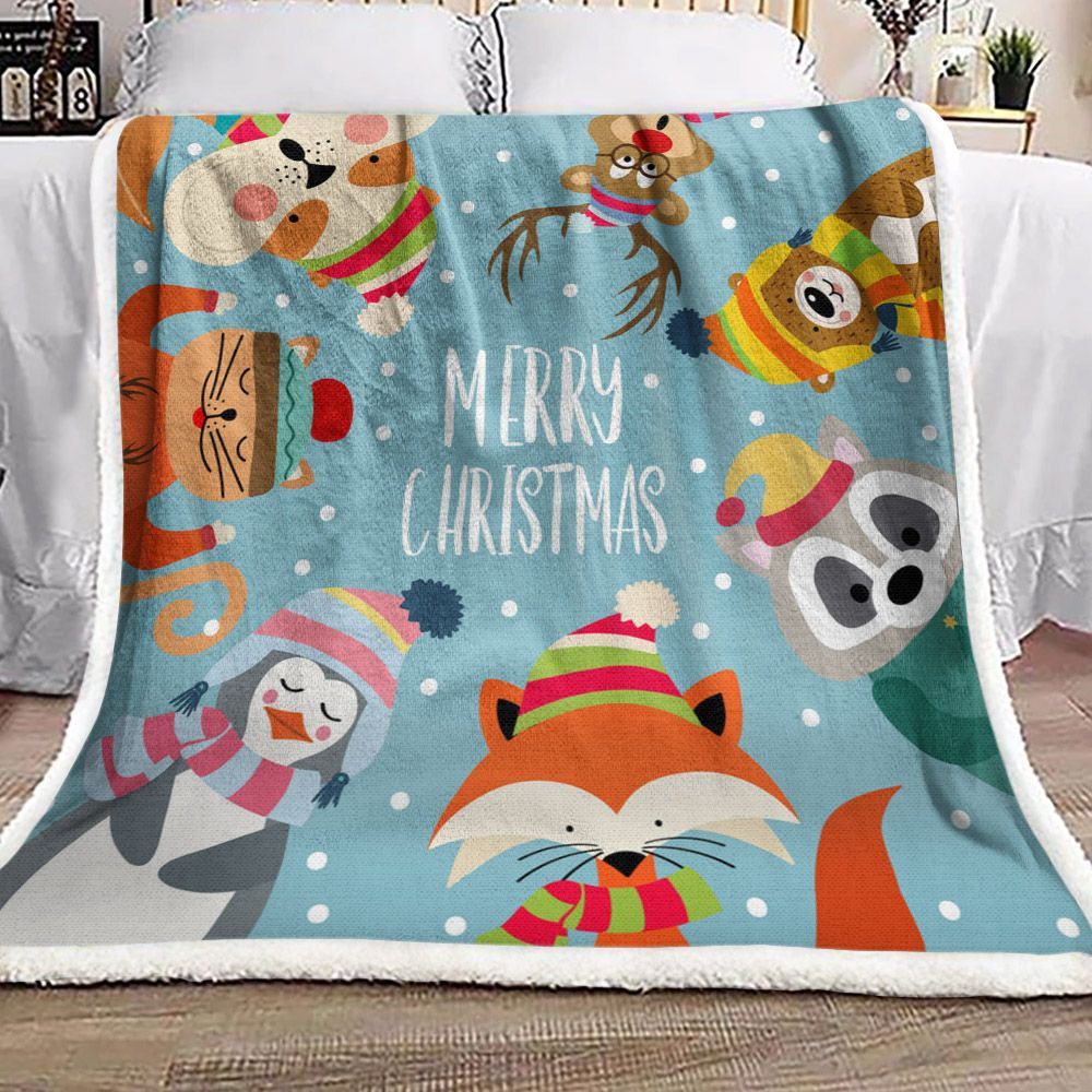 Merry Christmas Sherpa Fleece Blanket