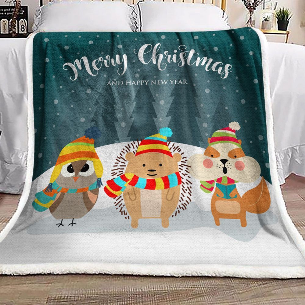 Merry Christmas Sherpa Fleece Blanket