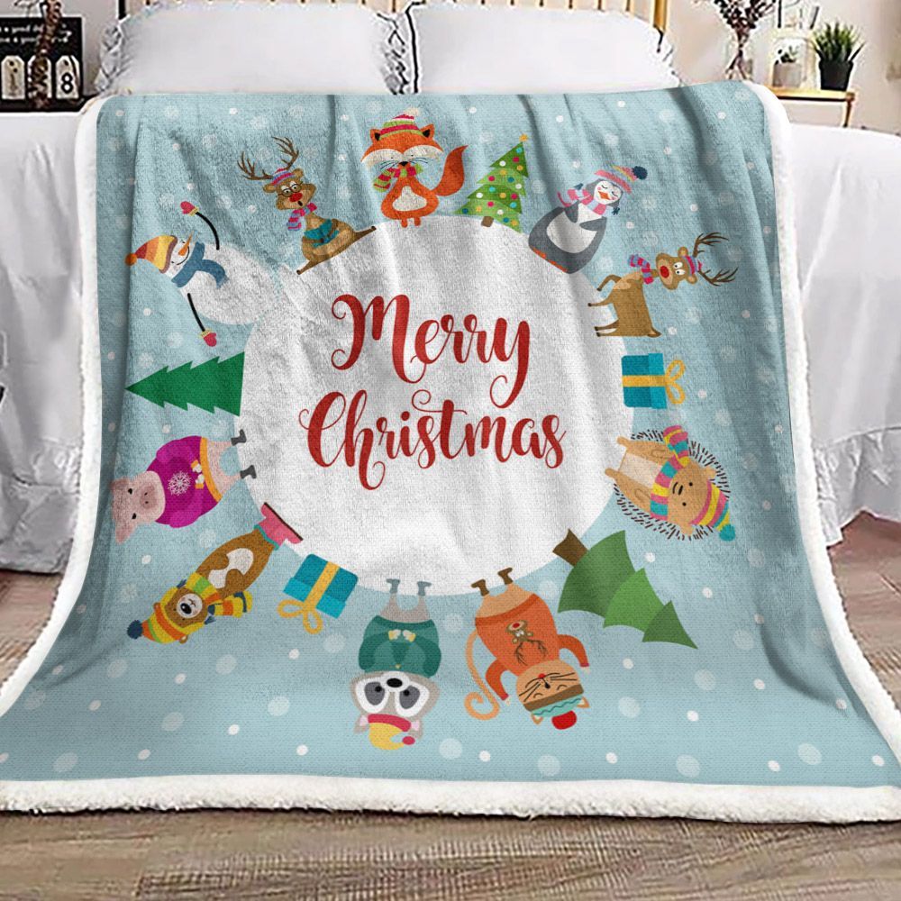 Merry Christmas Sherpa Fleece Blanket
