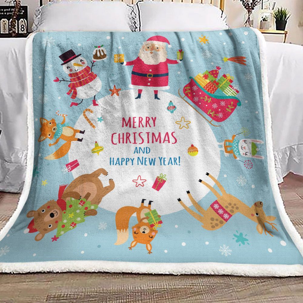 Merry Christmas Sherpa Fleece Blanket