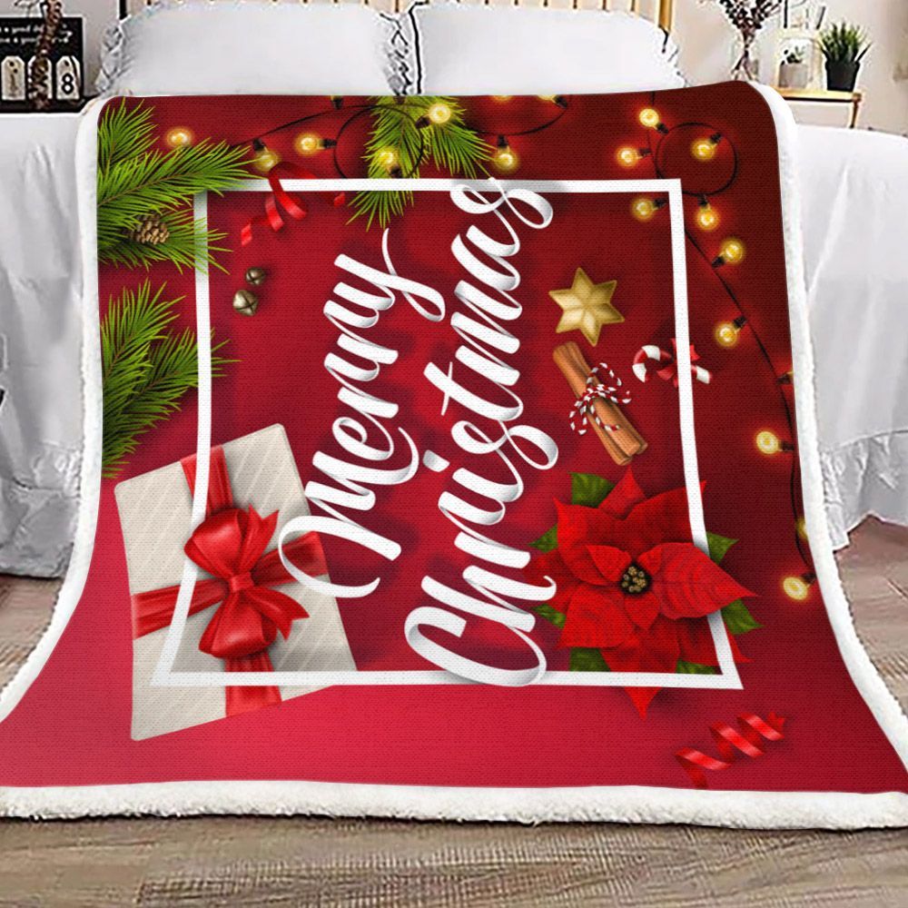 Merry Christmas Sherpa Fleece Blanket
