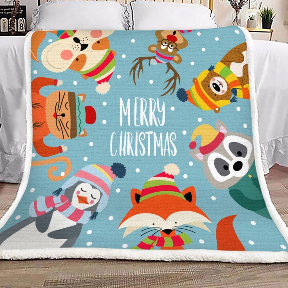 Merry Christmas Sherpa Fleece Blanket