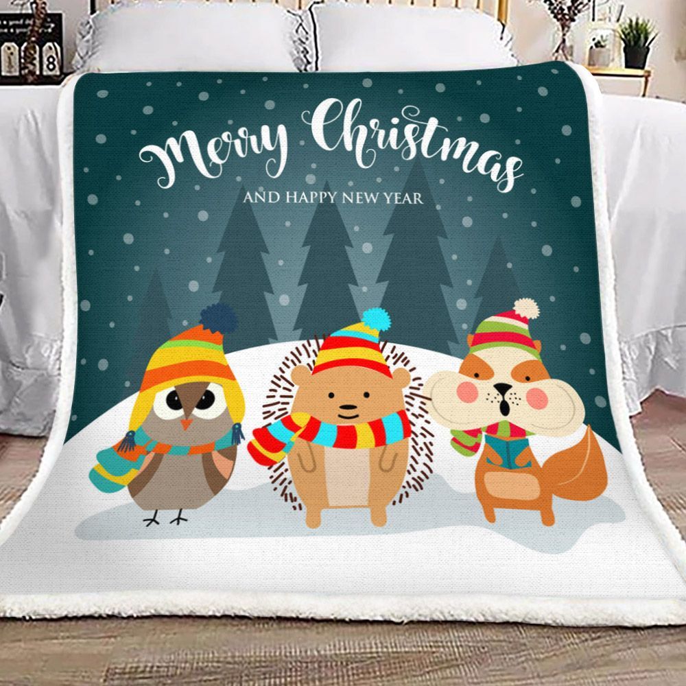 Merry Christmas Sherpa Fleece Blanket