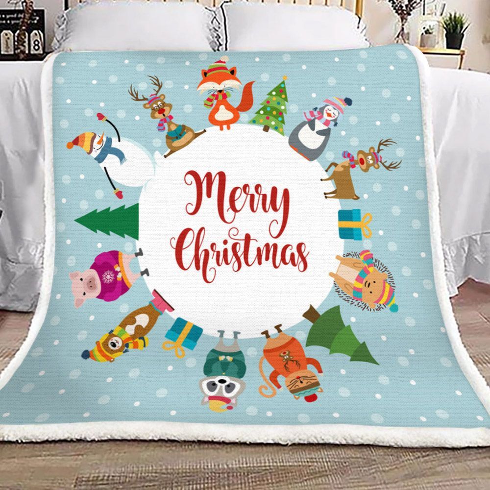 Merry Christmas Sherpa Fleece Blanket