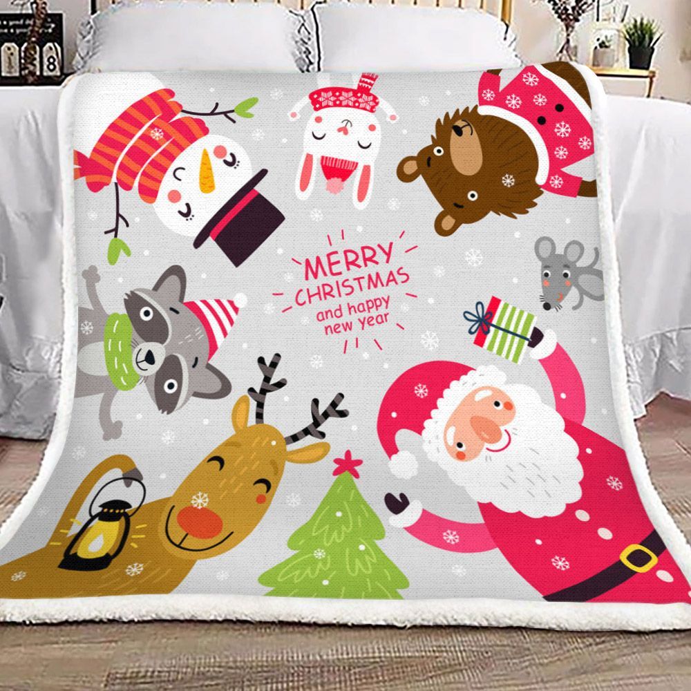 Merry Christmas Sherpa Fleece Blanket