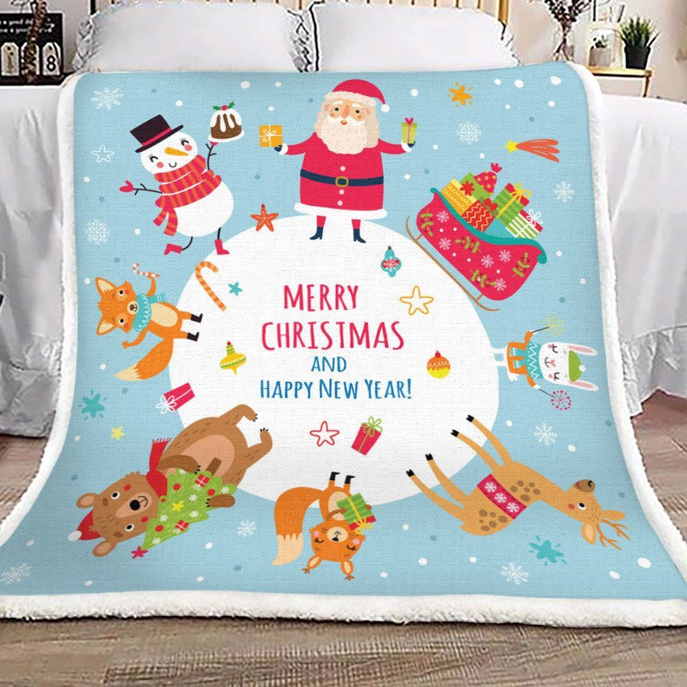 Merry Christmas Sherpa Fleece Blanket