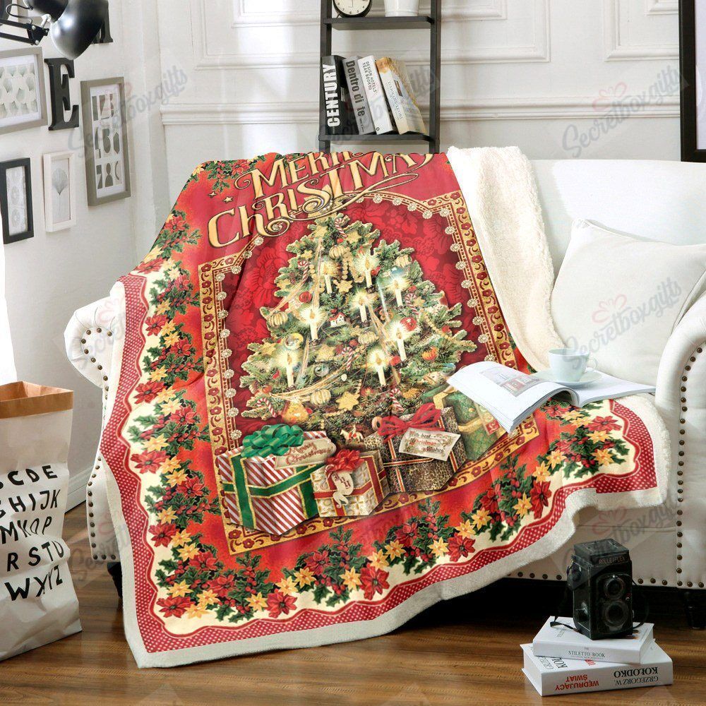 Merry Christmas Pine Tree Fleece Blanket