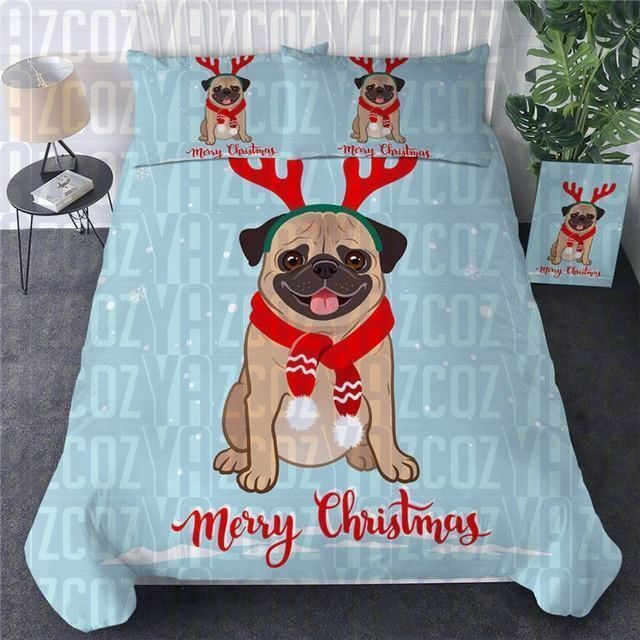 Merry Christmas Pug Bedding Set