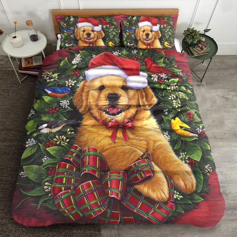 Merry Christmas Puppies Bedding Set
