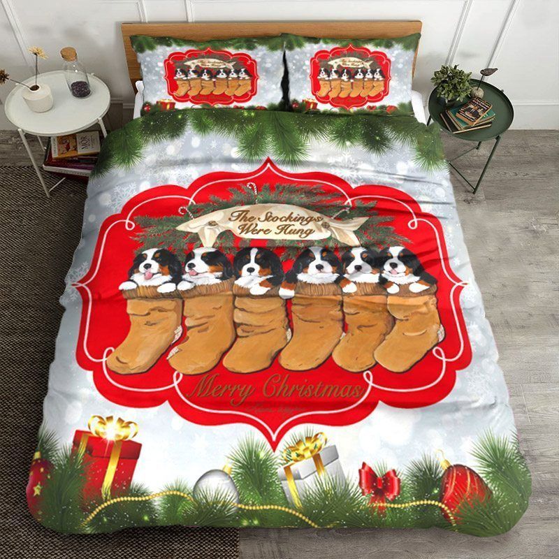 Merry Christmas Puppies Bedding Set