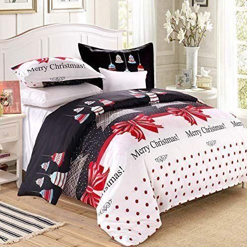 Merry Christmas Red Bow Red Dots Bedding Set