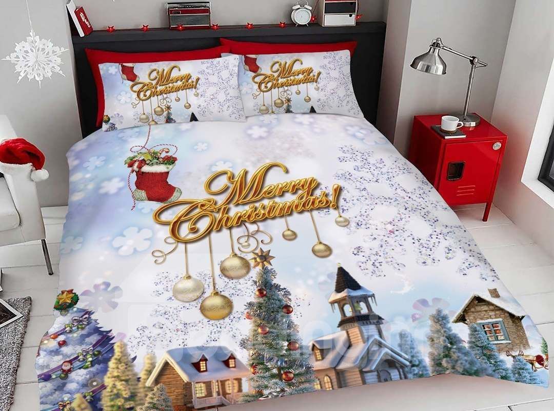 Merry Christmas Roof Bedding Set