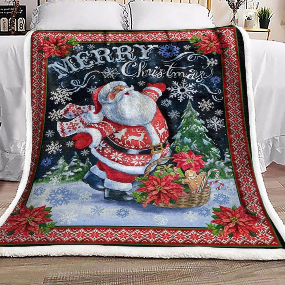 Merry Christmas Santa Claus Sherpa Fleece Blanket