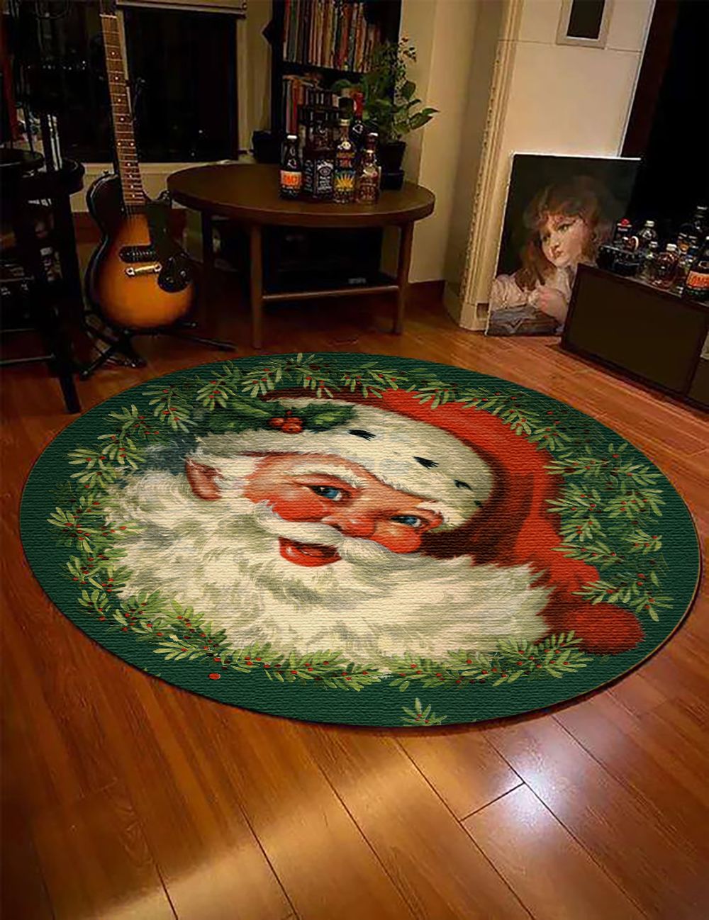 Merry Christmas Santa Claus Round Carpet