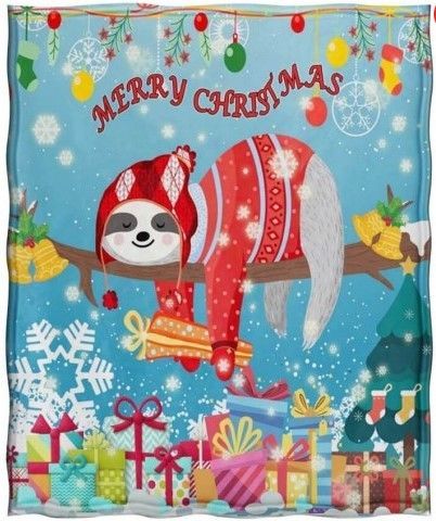 Merry Christmas Sloth Sherpa Fleece Blanket