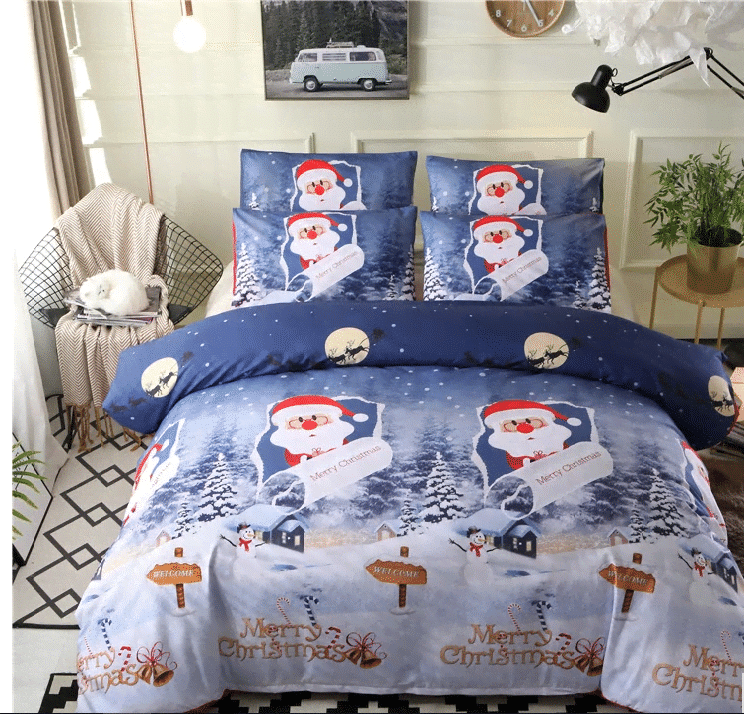 Merry Christmas Snow Santa Bedding Set