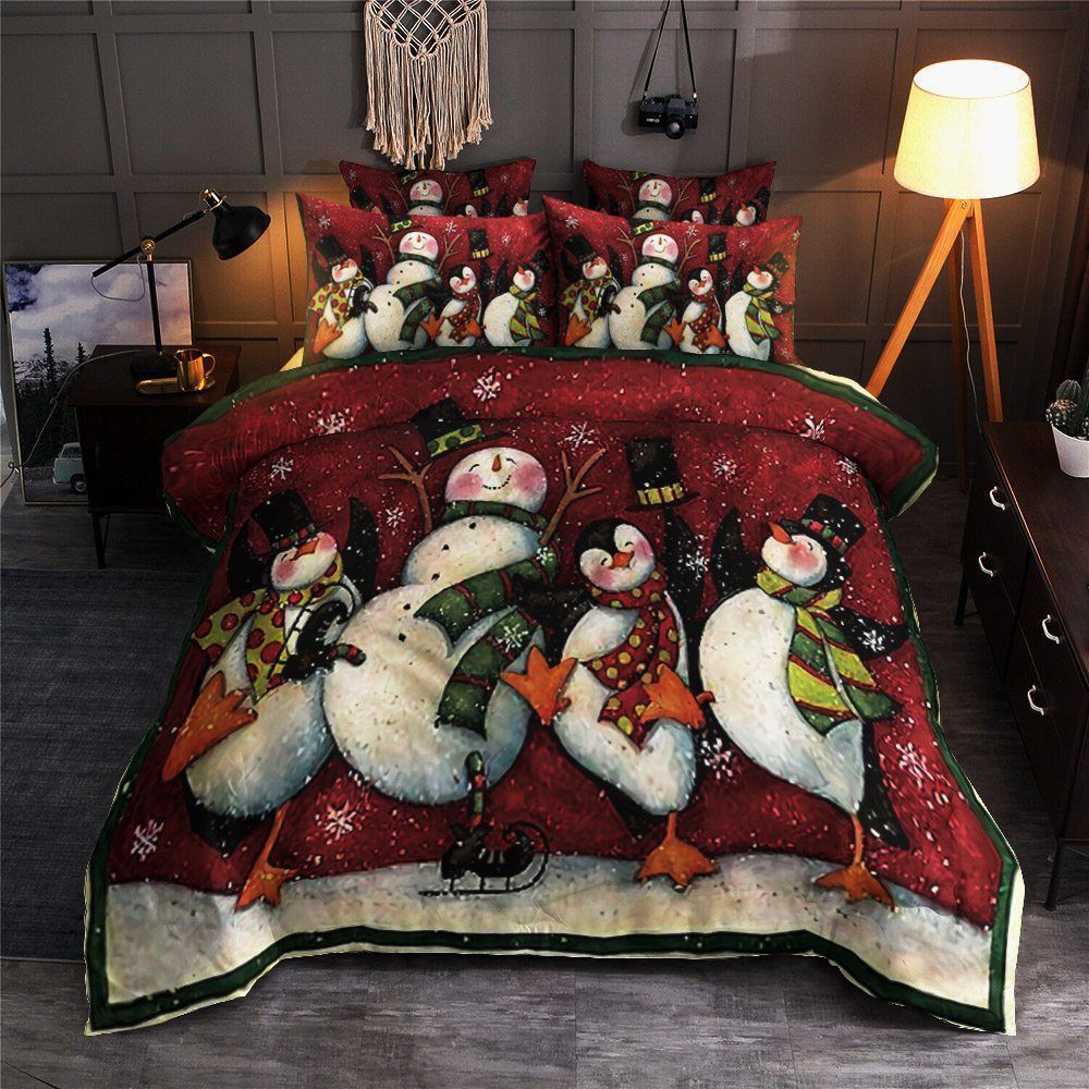 Merry Christmas Snowman Bedding Set