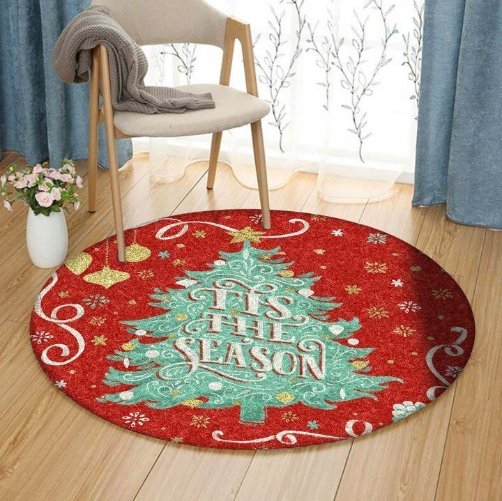 Merry Christmas Tis The Season Round Carpet