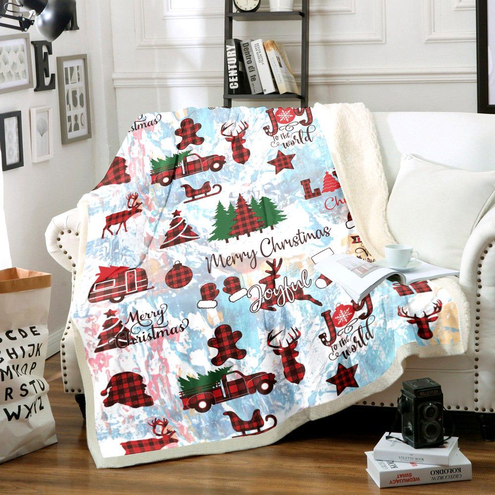 Merry Christmas Sherpa Fleece Blanket