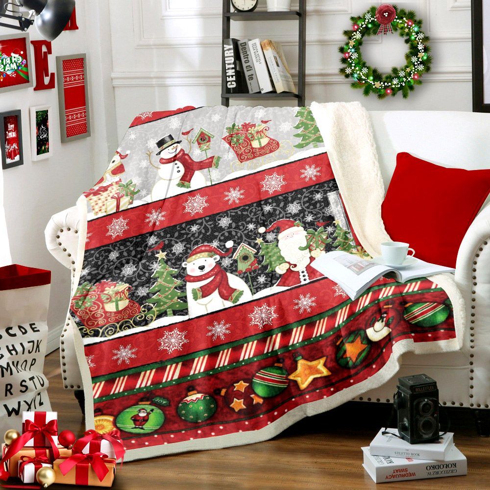 Merry Christmas Sherpa Fleece Blanket
