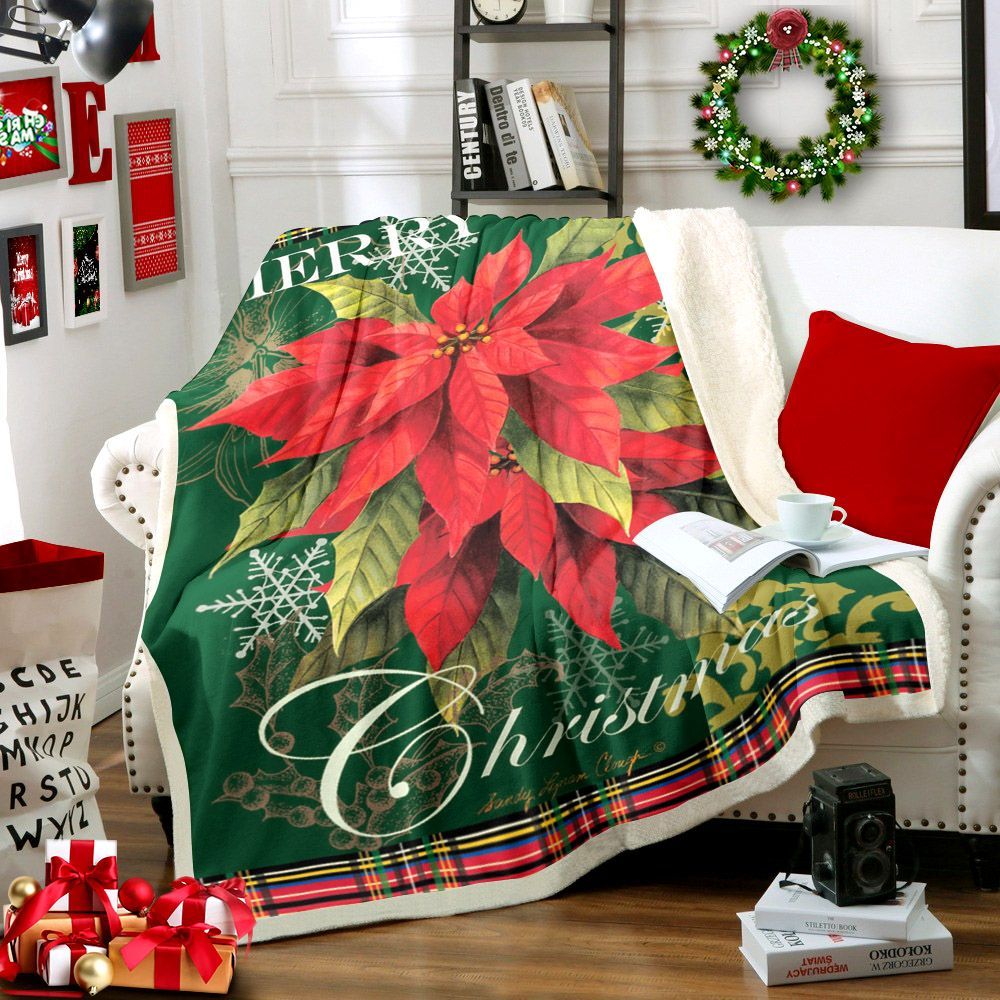 Merry Christmas Sherpa Fleece Blanket