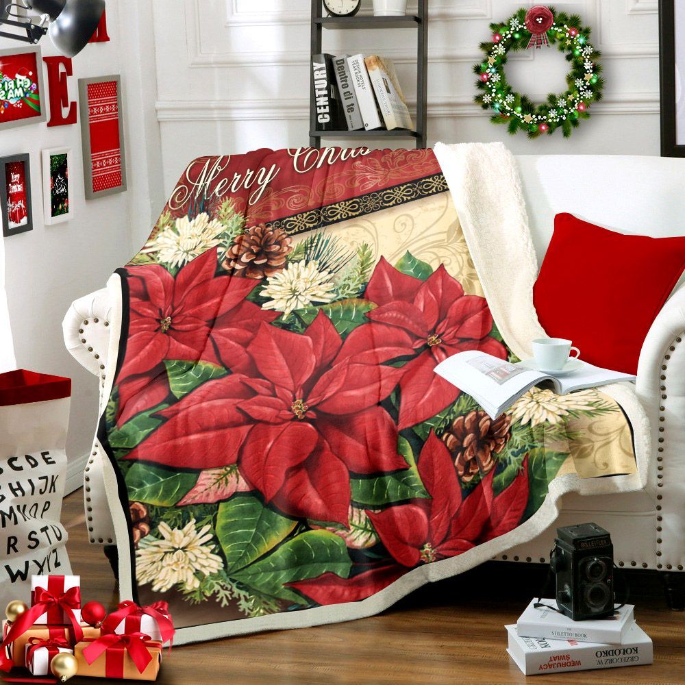 Merry Christmas Sherpa Fleece Blanket