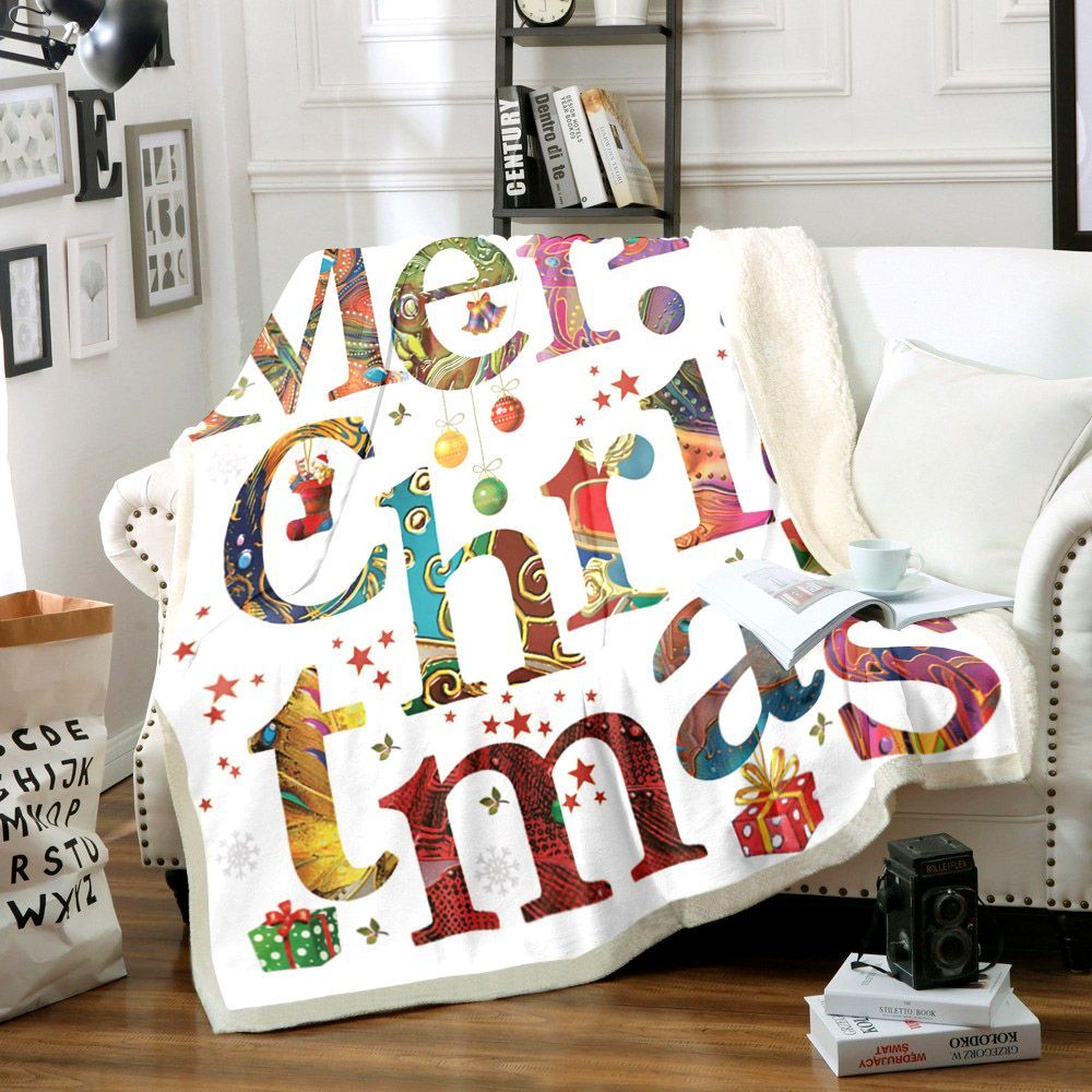 Merry Christmas Sherpa Fleece Blanket