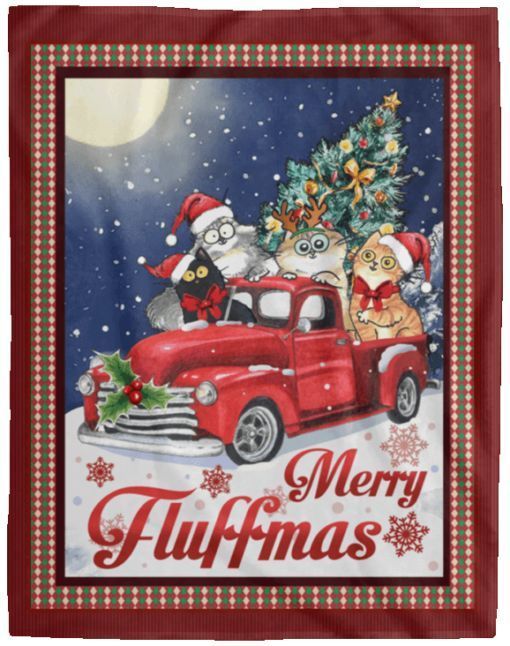 Merry Fluffmas Christmas Sherpa Fleece Blanket