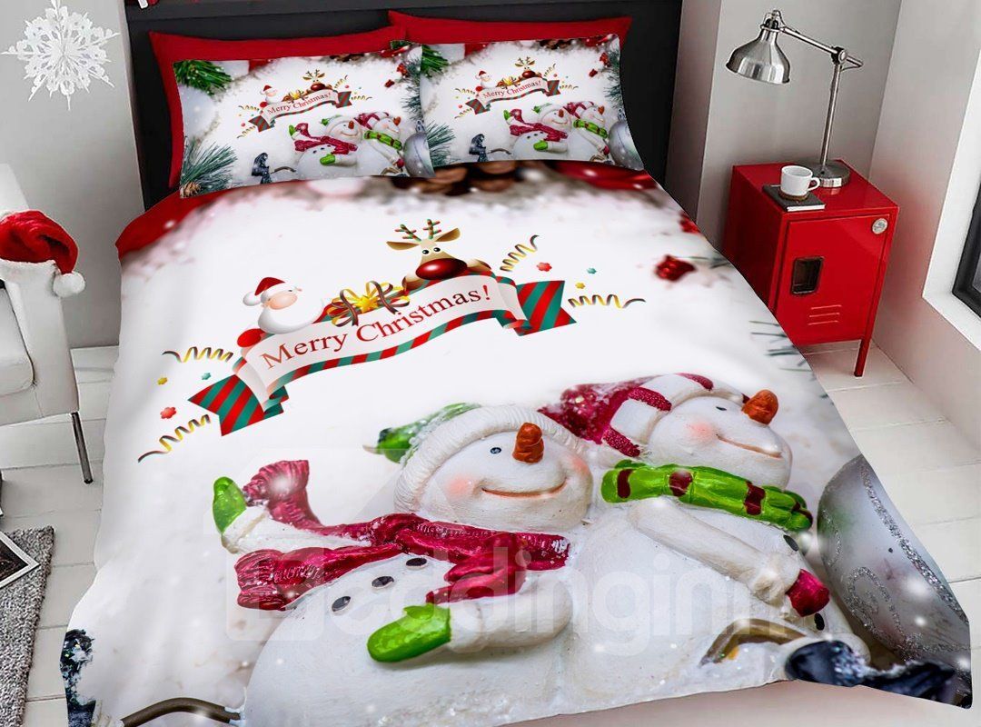 Merry Snowman Christmas Bedding Set