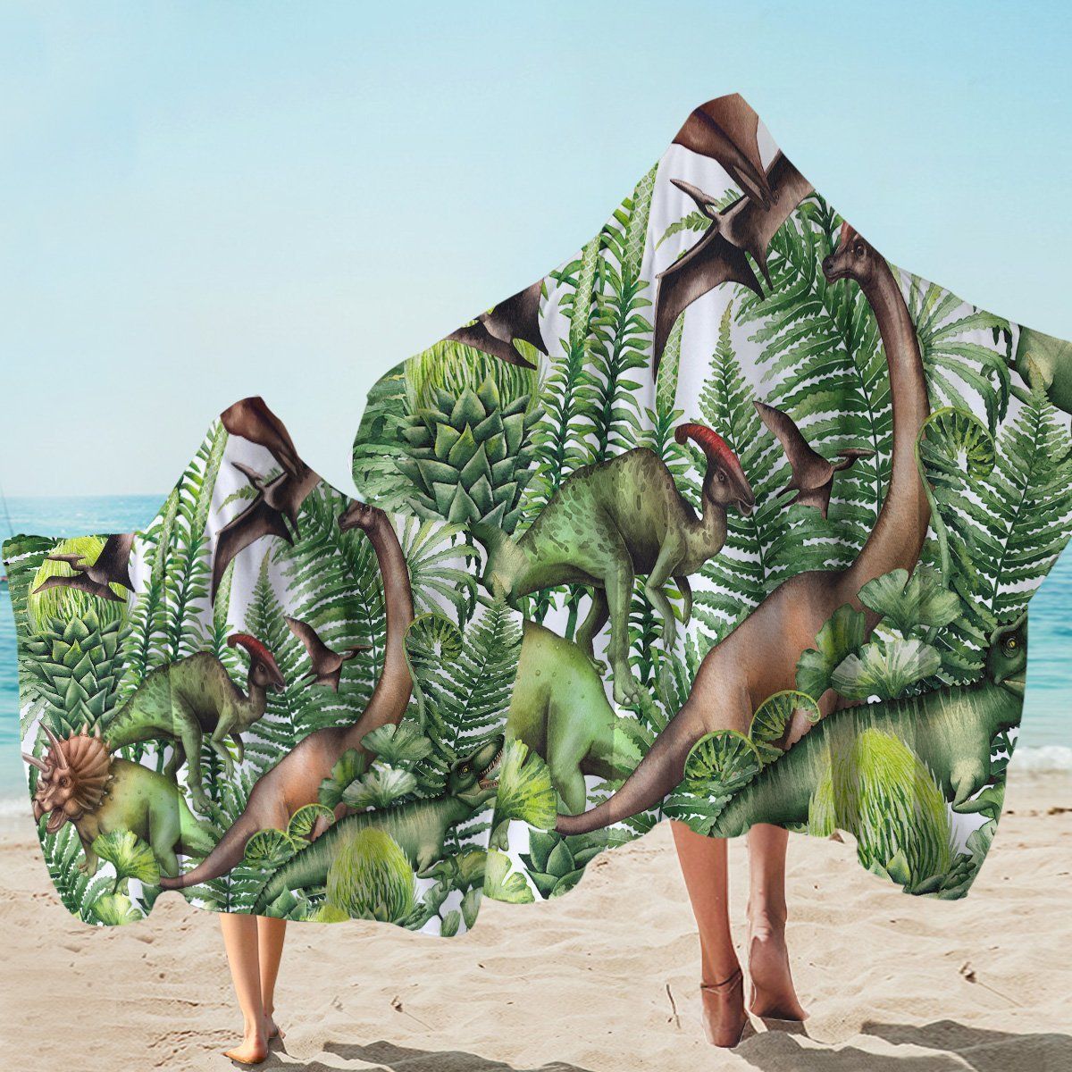 Mesozoic Zoo Dinosaur World Printed Hooded Towel