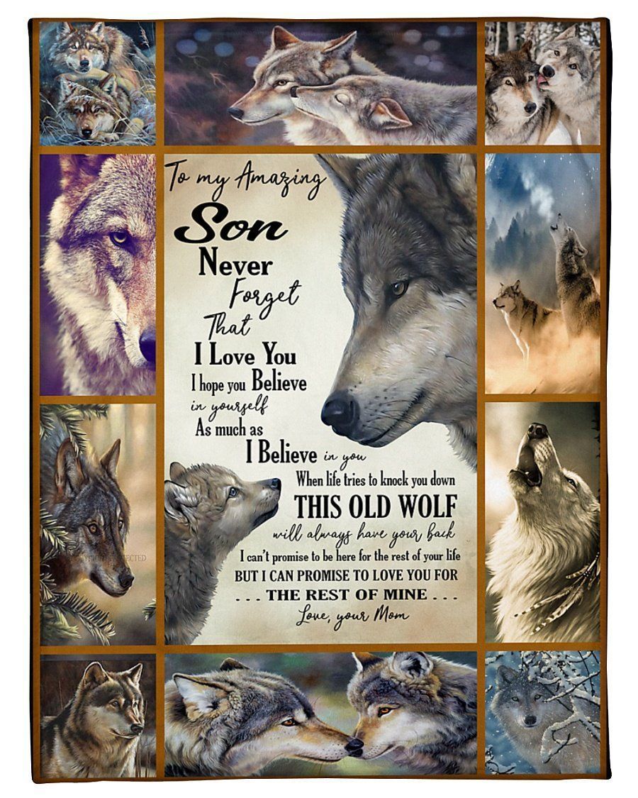 Message From Mom To My Amazing Son Wolf Fleece Blanket