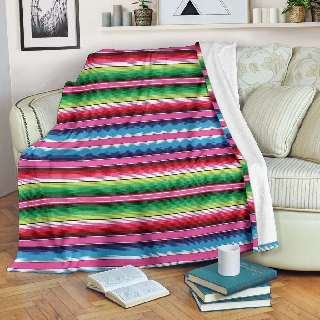 Mexican Baja Serape Sherpa Fleece Blanket