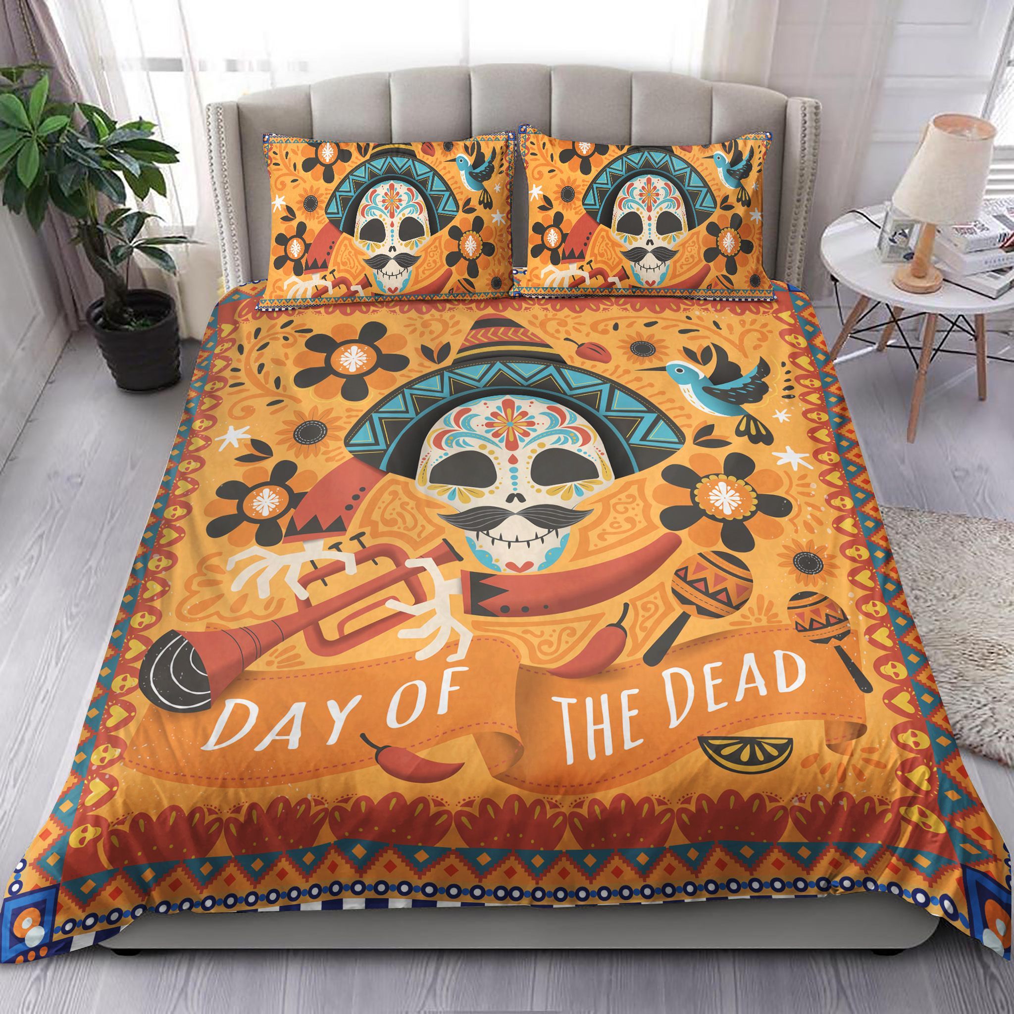 Mexican Skull Day Of The Dead Bedding Set
