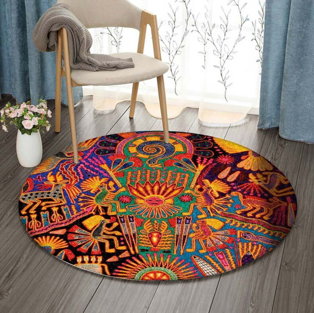 Mexican Tribal Round Carpet
