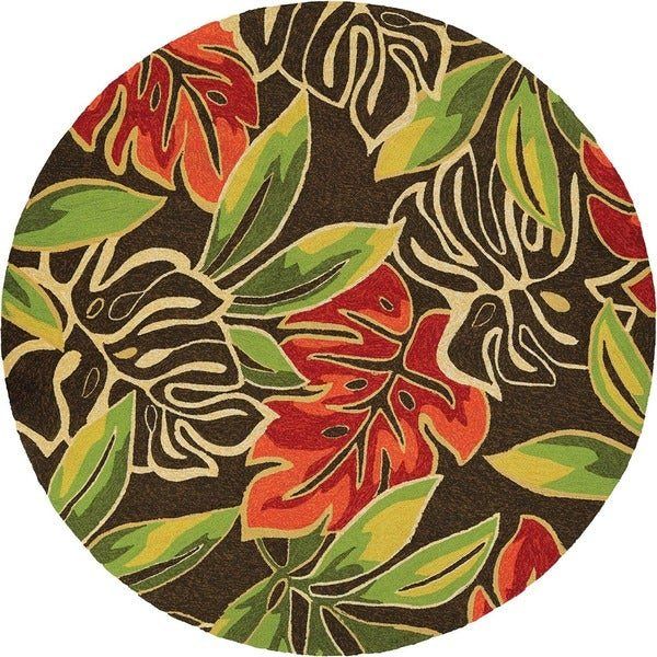 Miami Palms Brown Deep Green Round Carpet