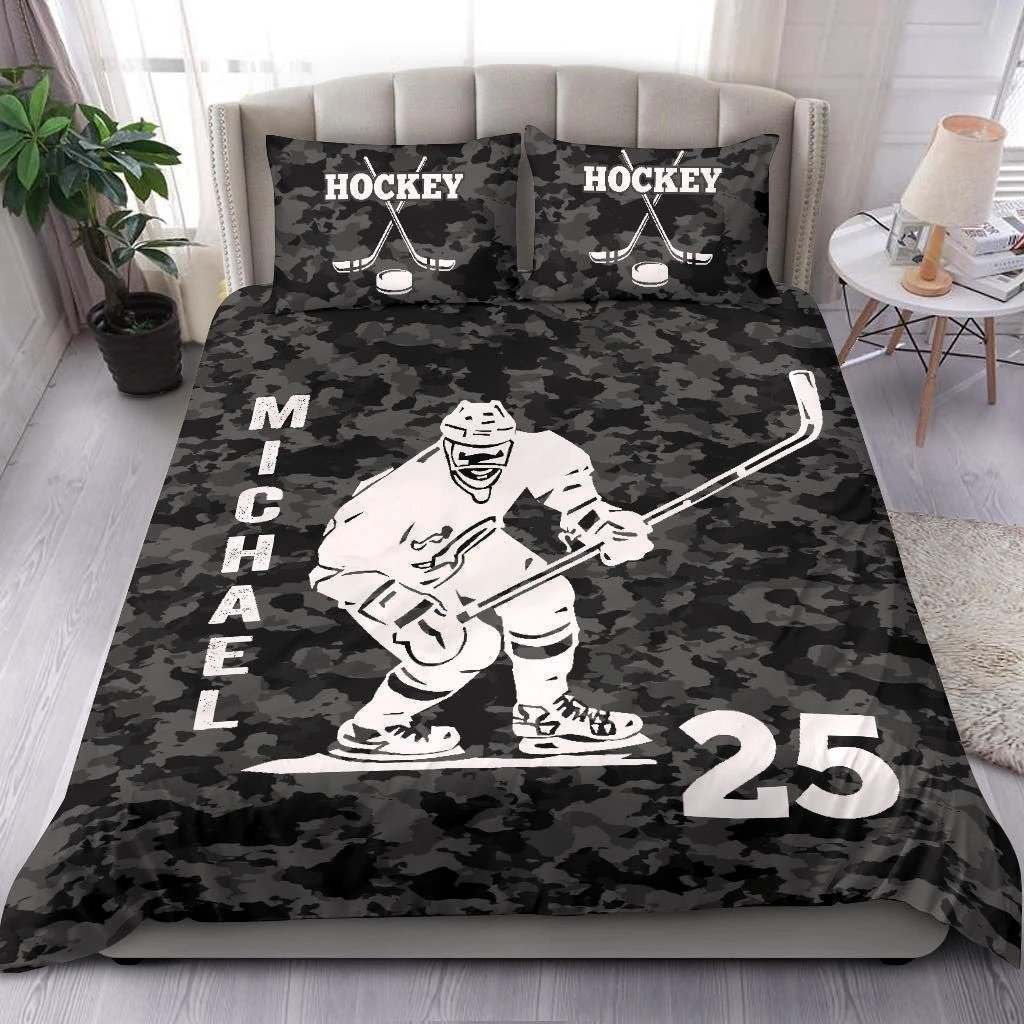 Michael 25 Hockey Dark Camo Bedding Set
