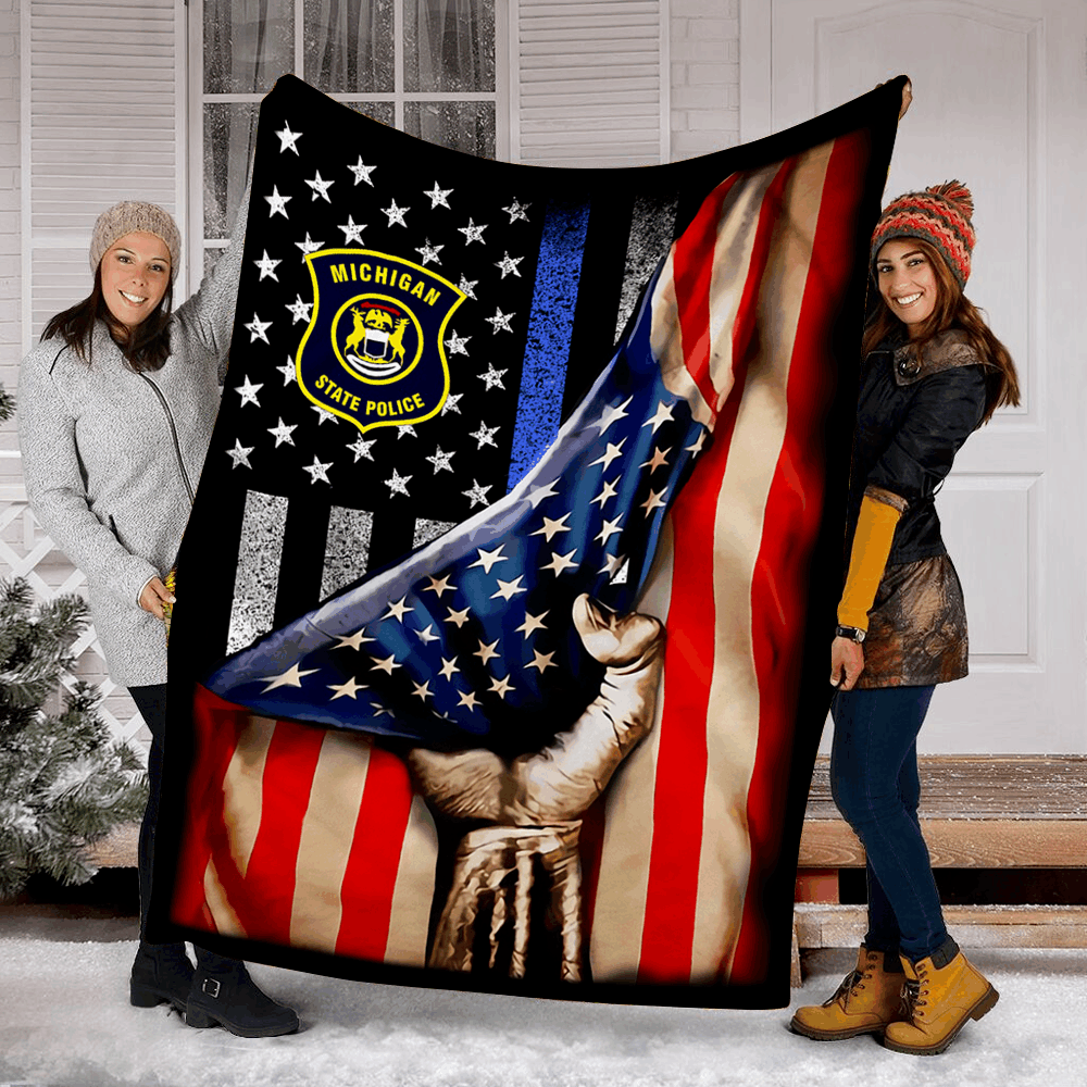 Michigan State Police Sherpa Fleece Blanket