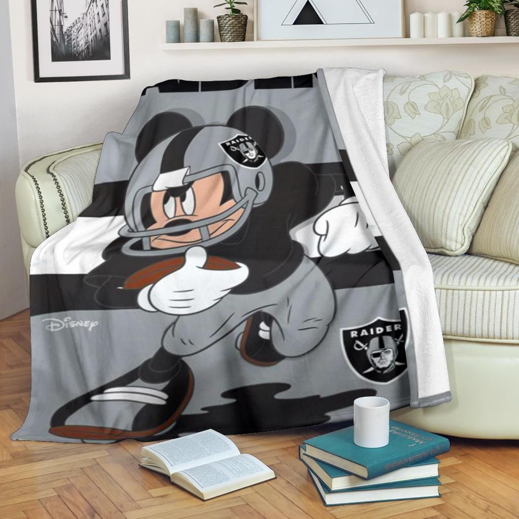 Mickey Plays Raiders For Football Fans Fleece Blanket