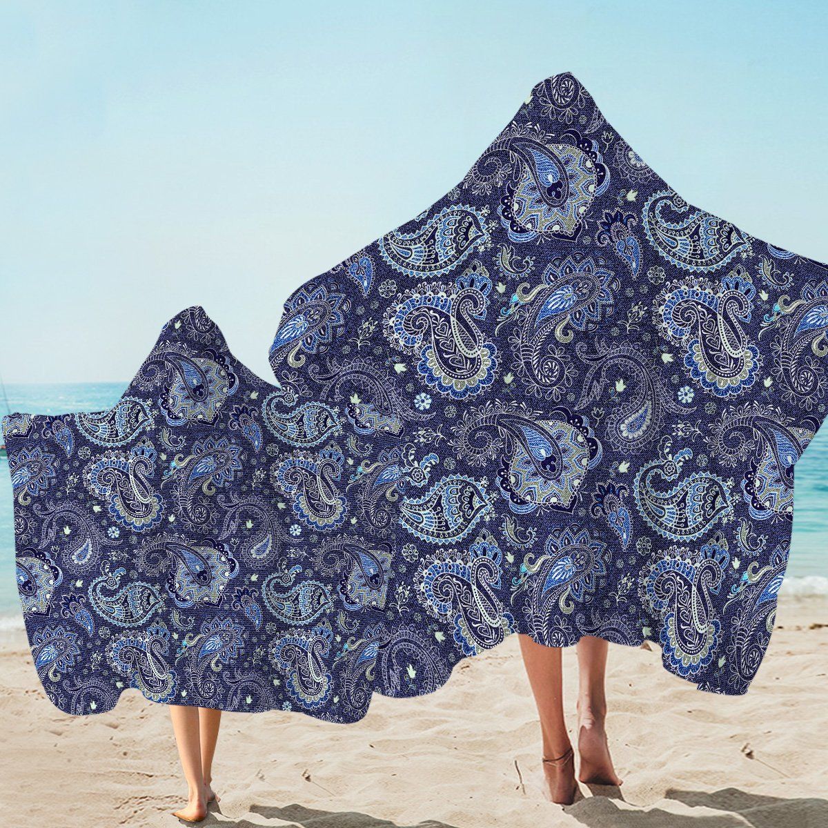 Micro Design Cold Paisley Pattern Printed Hooded Towel