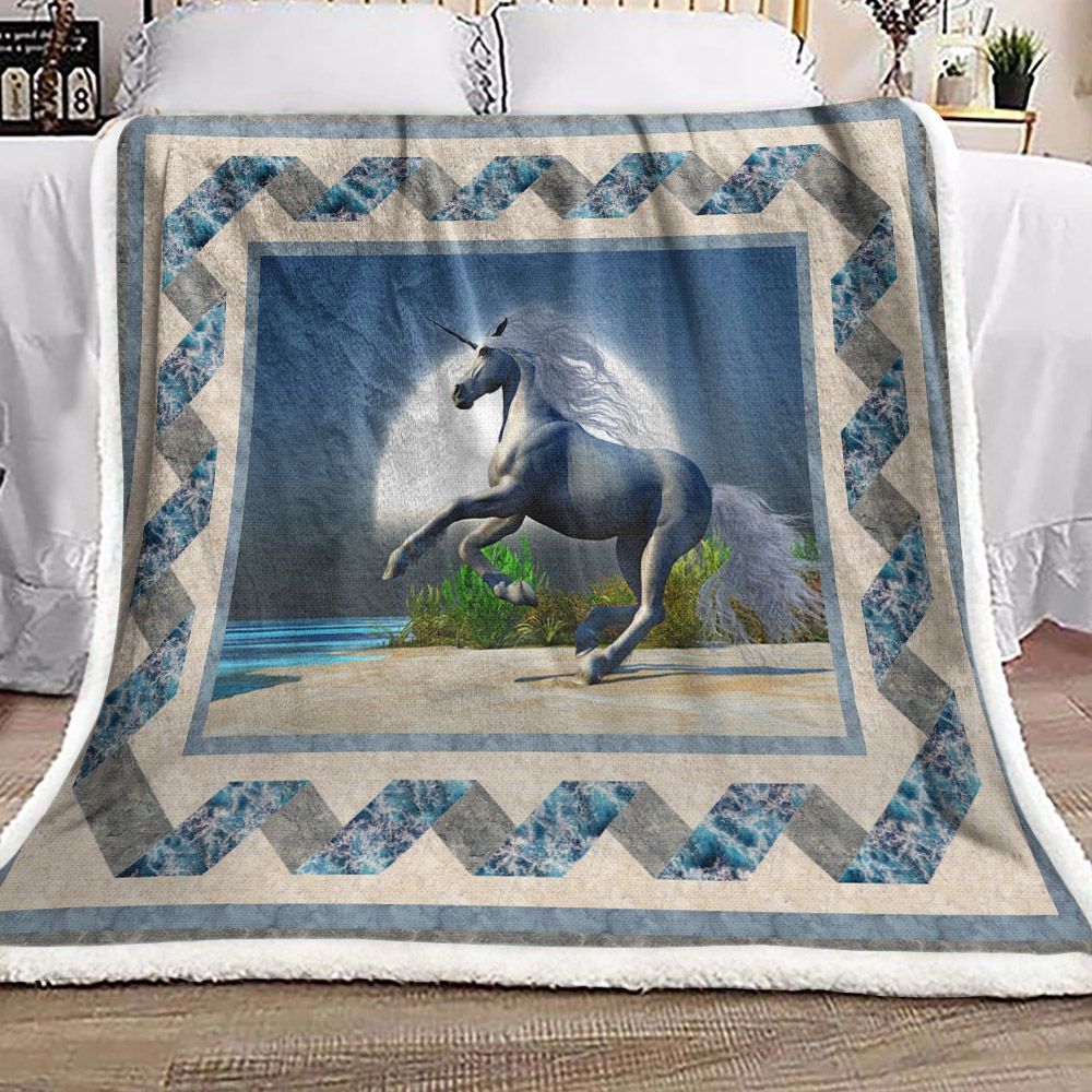 Midnight Unicorn Sherpa Fleece Blanket