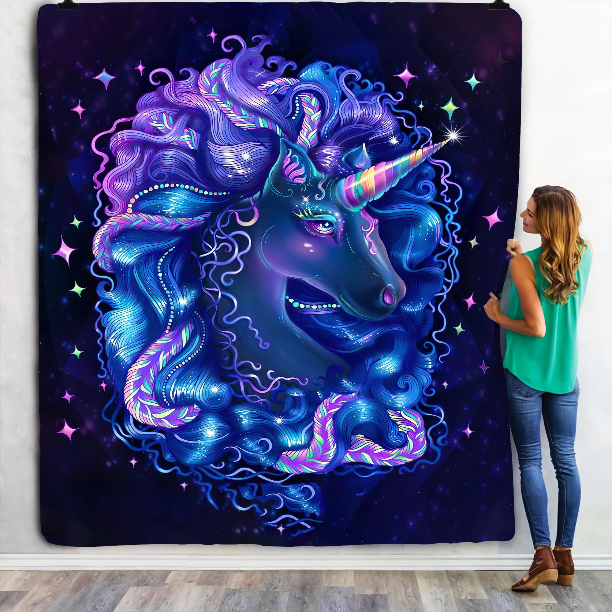 Midnight Unicorn Fleece Blanket