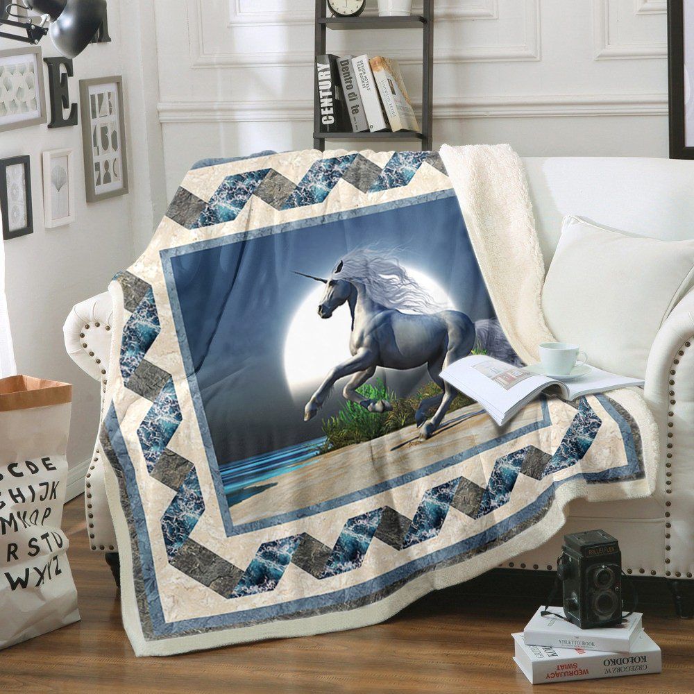 Midnight Unicorn Sherpa Fleece